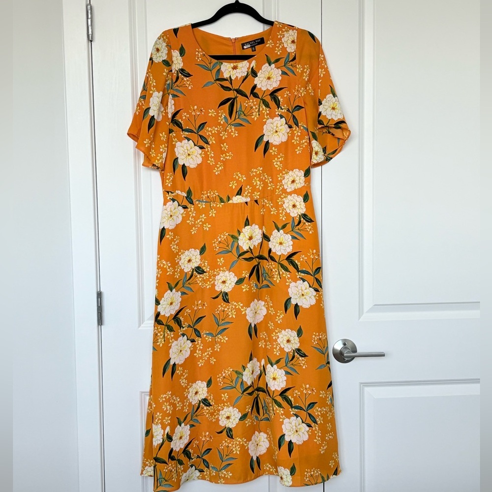 Rachel Roy Collection Orange Floral Midi Dress